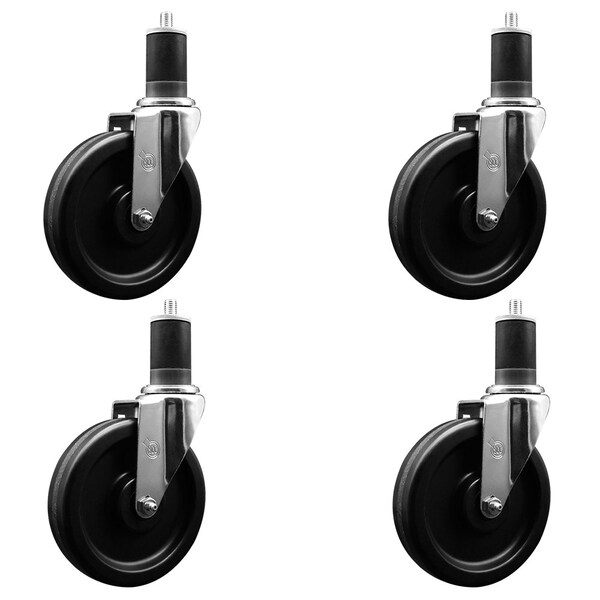 6'' Phenolic Wheel Swivel 1-5/8'' Expanding Stem Caster Set, 4PK